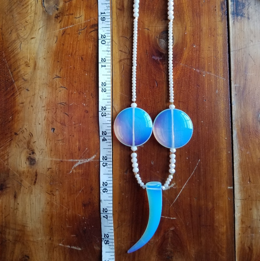 Opalite And Crystal Beads Statement Necklace 28" - image 8